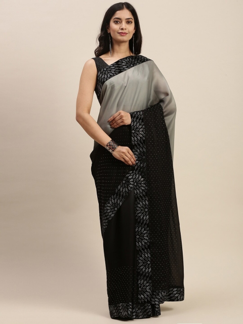 

Soch Black & Grey Embellished Beads and Stones Pure Georgette Saree