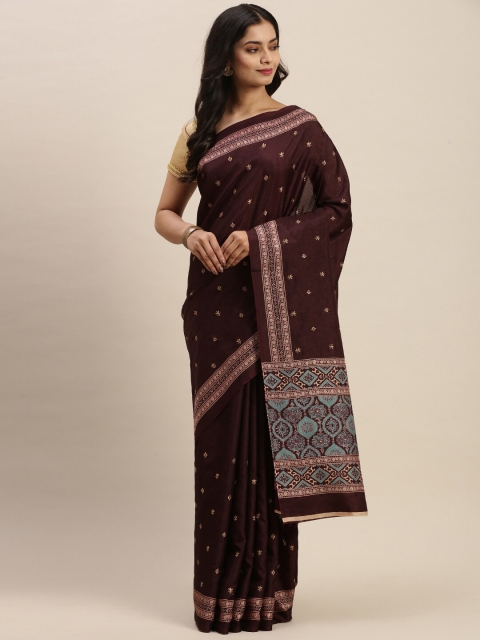 

Soch Brown Ethnic Motifs Silk Blend Saree