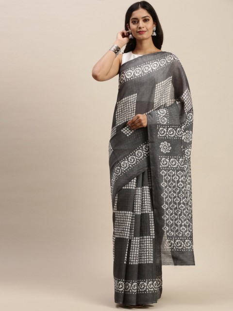 

Soch Grey & White Silk Blend Saree
