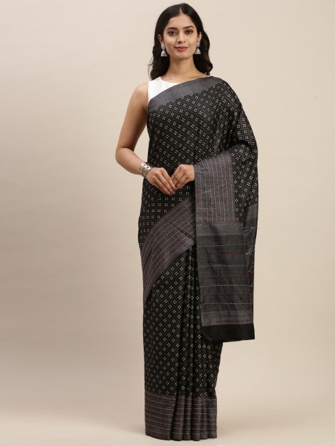 

Soch Black & Grey Batik Silk Blend Saree