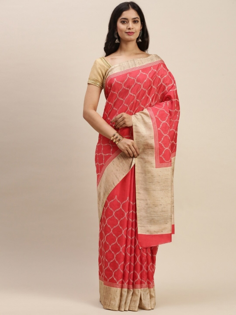 

Soch Coral & Beige Silk Blend Saree