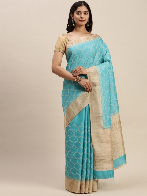 

Soch Blue & Gold-Toned Silk Blend Saree
