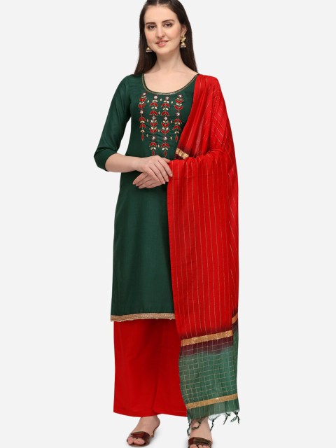 

Iris Green & Red Embroidered Unstitched Dress Material