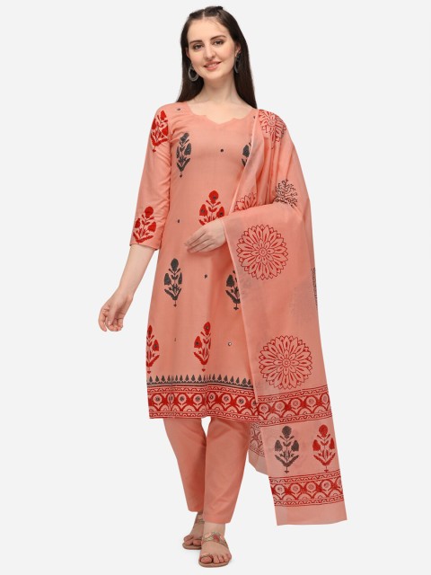 

Iris Pink & Red Printed Unstitched Dress Material