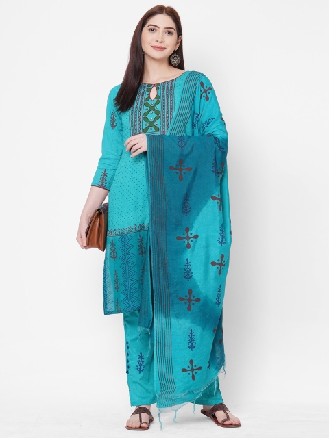 

Iris Blue & Maroon Printed Unstitched Dress Material