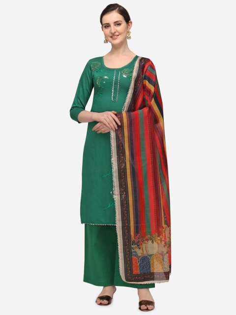 

Iris Green & Red Unstitched Dress Material