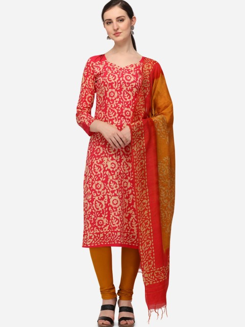 

Iris Red & Beige Printed Unstitched Dress Material