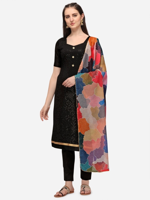 

Iris Black & Gold-Toned Embellished Unstitched Dress Material