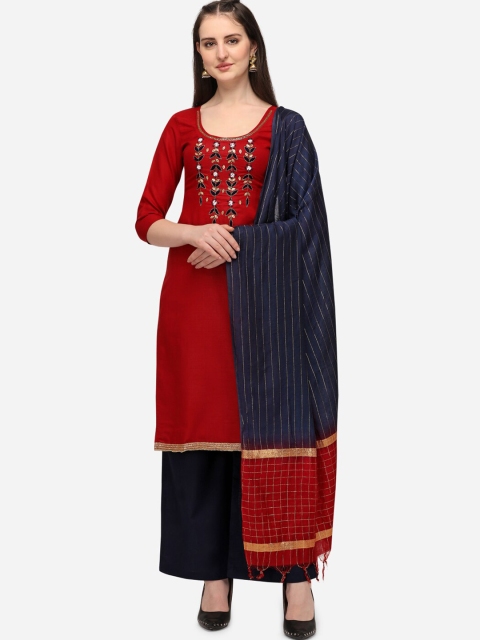 

Iris Maroon & Navy Blue Printed Unstitched Dress Material