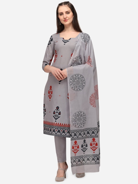 

Iris Grey & Red Printed Unstitched Dress Material