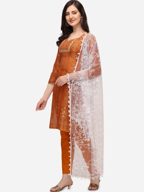 

Iris Mustard & White Printed Unstitched Dress Material