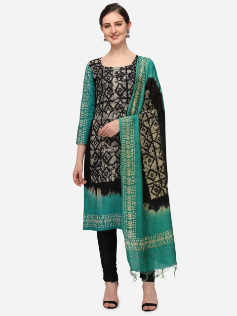 

Iris Teal & Black Printed Unstitched Dress Material