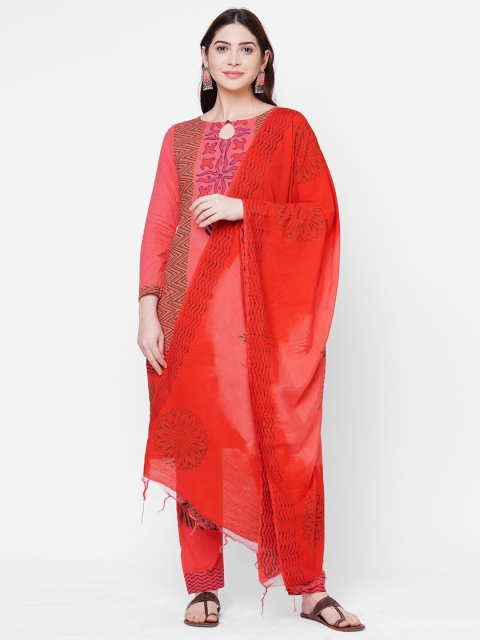 

Iris Pink & Red Printed Unstitched Dress Material