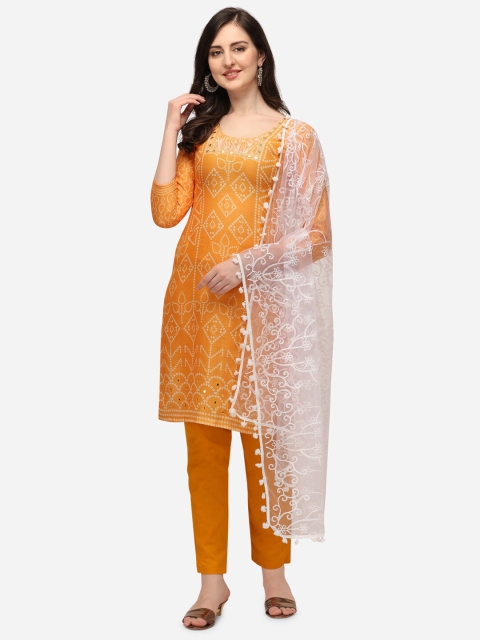 

Iris Yellow & White Printed Unstitched Dress Material