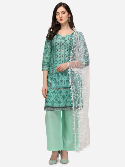 

Iris Green & White Printed Unstitched Dress Material