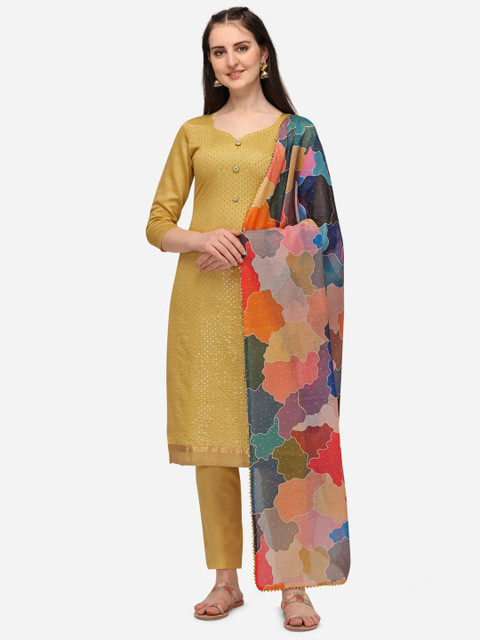 

Iris Yellow & Red Unstitched Dress Material