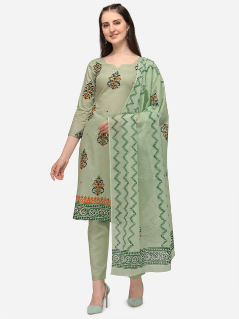 

Iris Green & Blue Printed Unstitched Dress Material