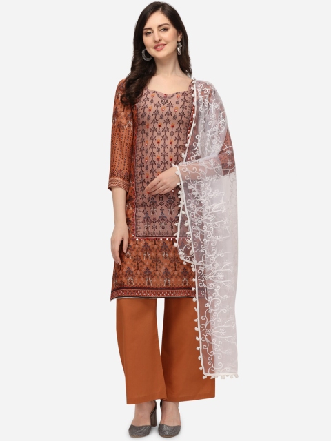 

Iris Orange & White Printed Unstitched Dress Material