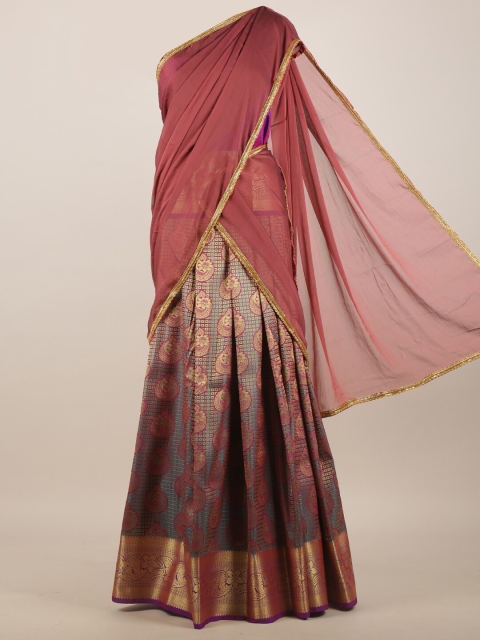 

Pothys Maroon & Blue Zari Lehenga Saree