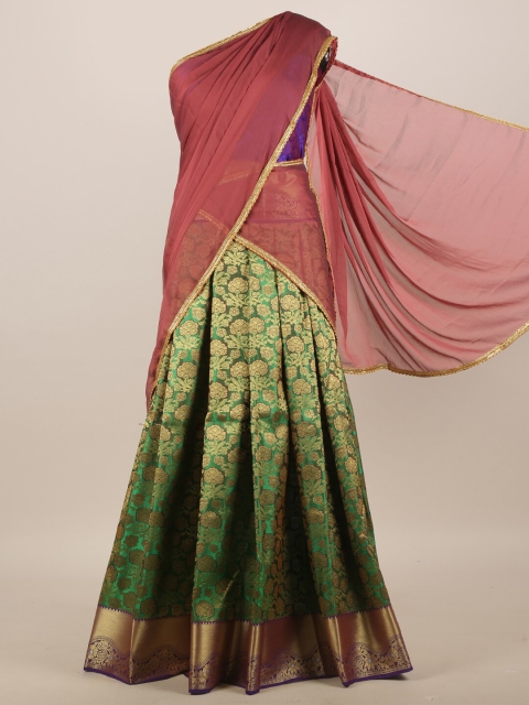 

Pothys Green & Pink Woven Design Zari Half and Half Saree