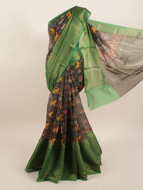 

Pothys Brown & Green Kalamkari Pure Silk Saree