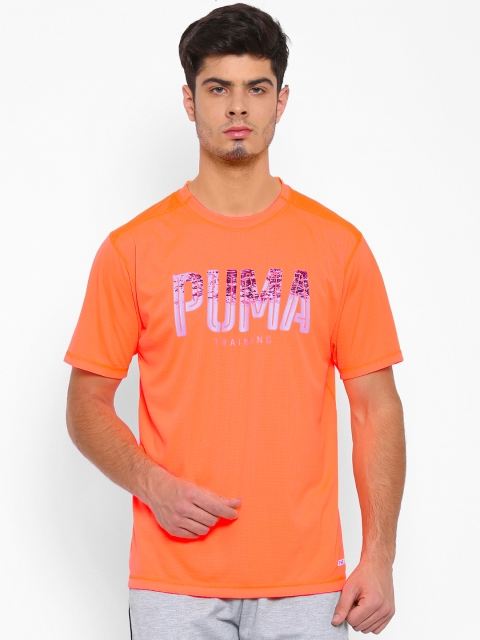

Puma Men Orange PWRCOOL Graphic Print Round Neck T-Shirt