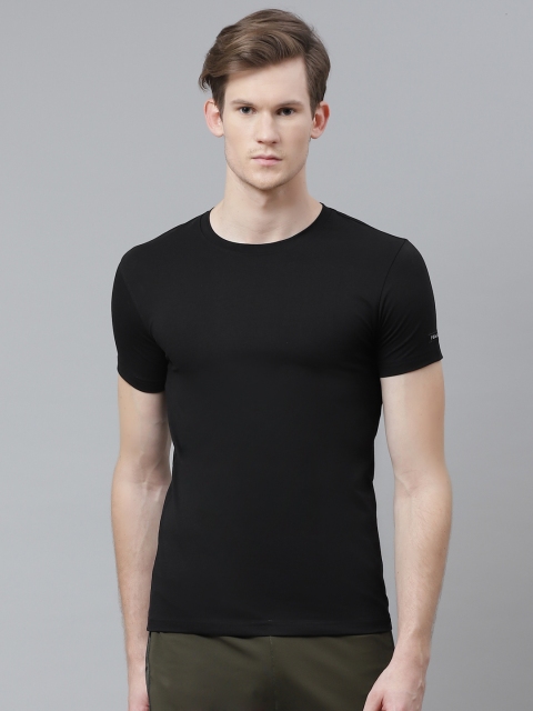 

FUAARK Men Black Slim Fit Training Round Neck T-shirt