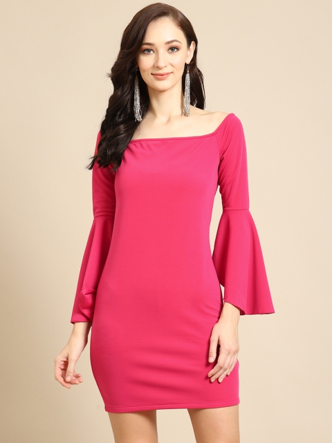 

DODO & MOA Pink One Shoulder A-Line Midi Dress