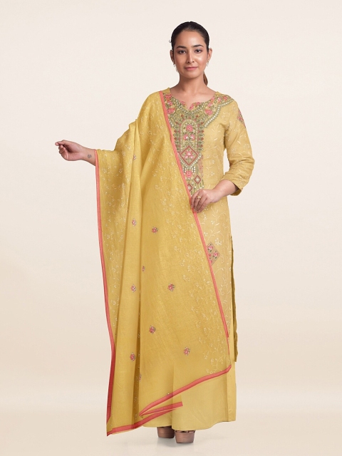 

Pothys Women Yellow Unstitched Chudithar Material