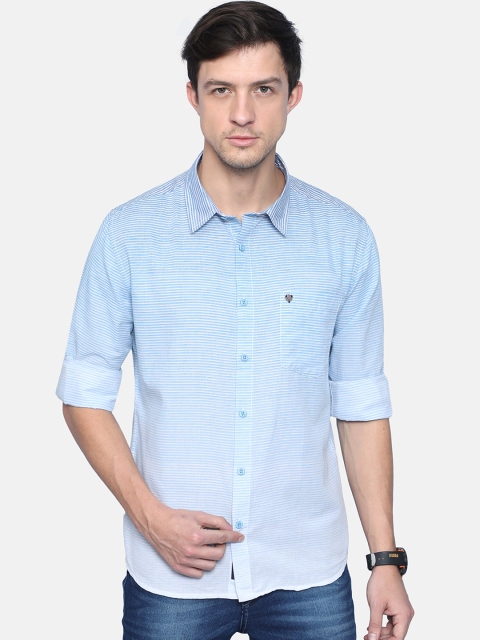 

VUDU Men Blue Horizontal Stripes Striped Casual Shirt