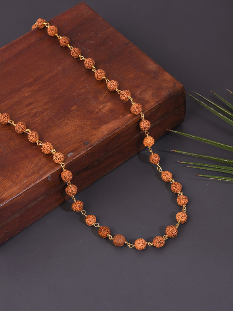 

Tistabene Men Gold-Toned & Brown Alloy Gold-Plated Beaded Necklace