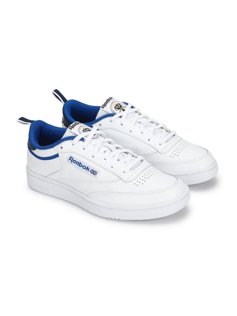 

Reebok Classic Men White And Blue Leather Sneakers