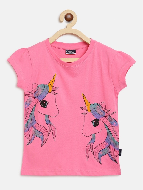 

Lil Tomatoes Pink & Teal Unicorn Printed Pure Cotton Top