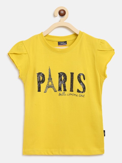 

Lil Tomatoes Mustard Yellow Embellished Regular Top