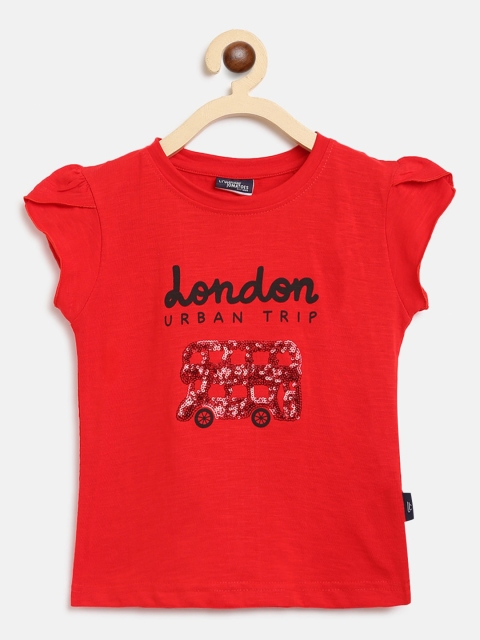 

Lil Tomatoes Red & Black Sequined Embellished Pure Cotton Top