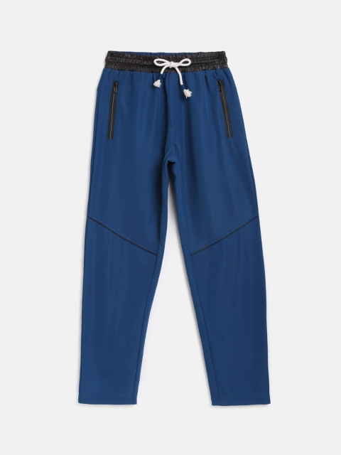 

Lil Tomatoes Boys Blue Solid Straight-Fit Track Pants
