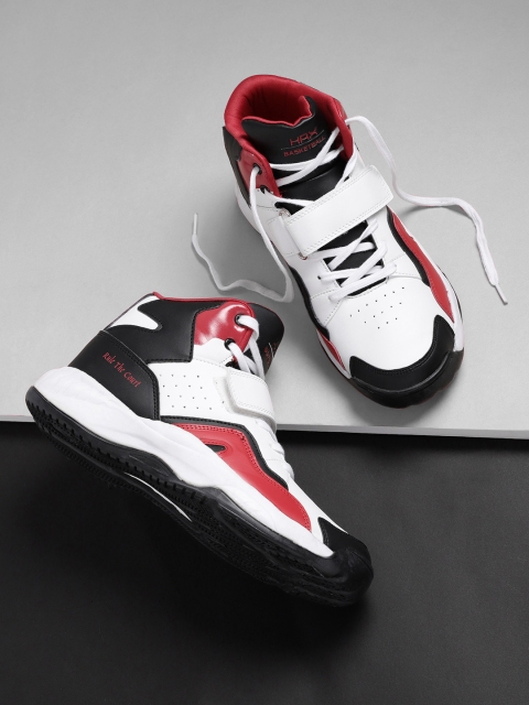 

HRX by Hrithik Roshan Unisex White & Red Colourblocked Mid-Top Basketball Sneakers