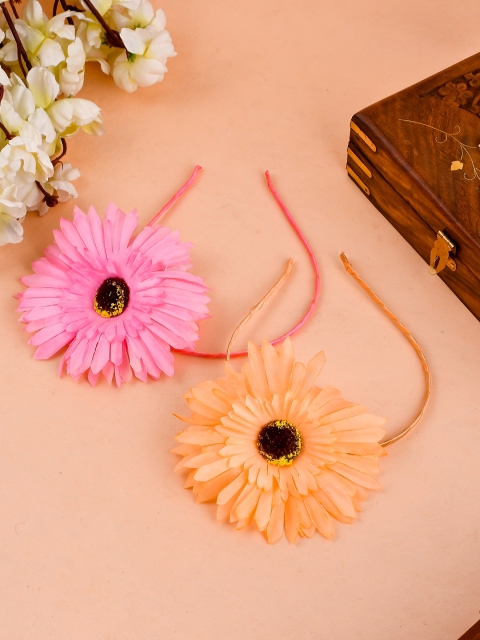 

Silvermerc Designs Women Embellished Floral Hairband - Set of 2, Pink