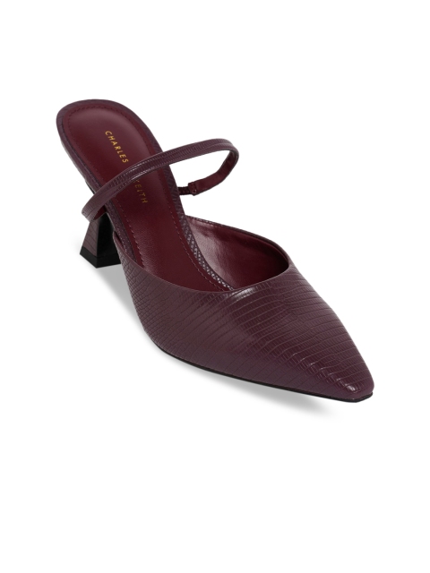 

CHARLES & KEITH Women Red Textured Stiletto Mules