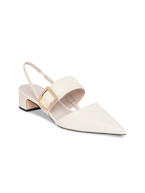 

CHARLES & KEITH Women White PU Block Mules