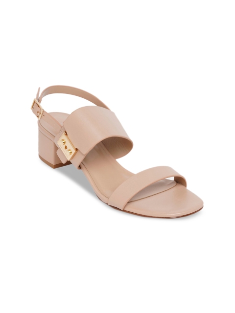 

CHARLES & KEITH Beige Solid PU Block Heels