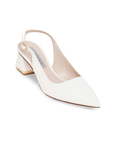 

CHARLES & KEITH White PU Block Heeled Mules