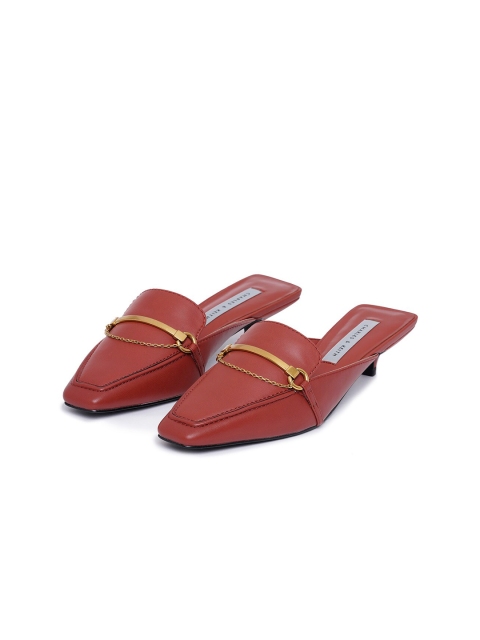 

CHARLES & KEITH Red PU Mules with Buckles