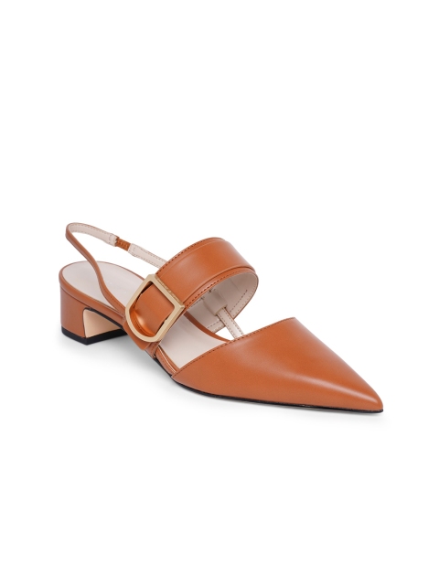 

CHARLES & KEITH Brown PU Block Pumps with Buckles