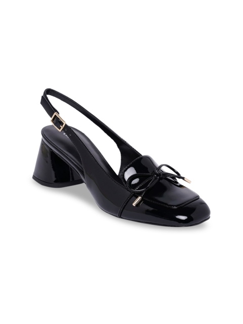 

CHARLES & KEITH Women Black PU Block Pumps with Bows