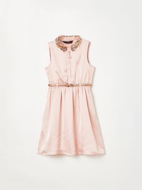 

Pretty Me by Fame Forever Girls Rose Gold Sequined Peter Pan Collar Dress