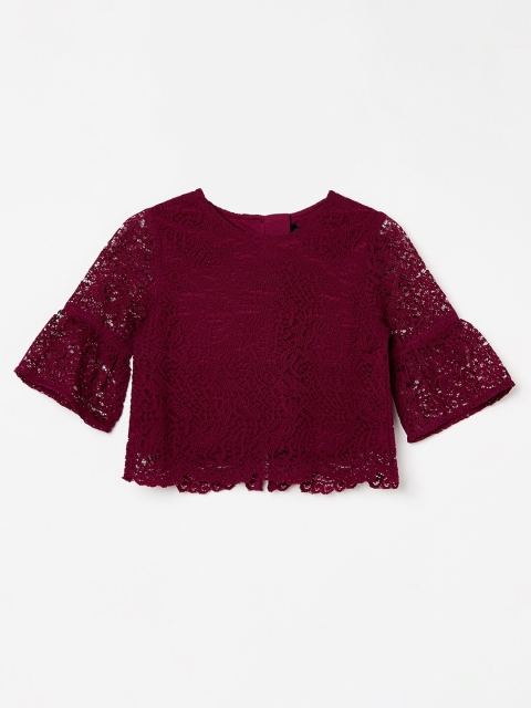 

Pretty Me by Fame Forever Women Burgundy Bell Sleeve Blouson Top