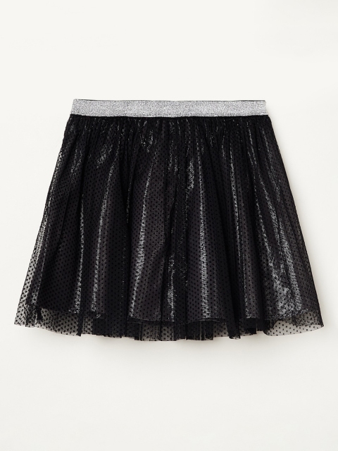 

Pretty Me by Fame Forever Girls Black & Silver-Coloured Self Design Flared Mini Skirt