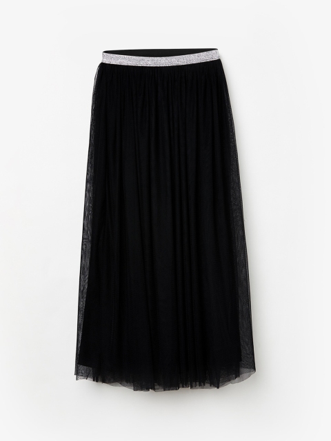 

Pretty Me by Fame Forever Girls Black & Silver-Coloured Solid Flared Maxi Skirt