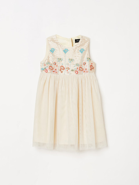 

Pretty Me by Fame Forever Girls Beige Floral Embellished Fit & Flare Dress